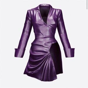Hanifa Runway Raven Vegan Leather Dress Purple 1X